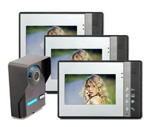 Freeship de dhl Video de La Puerta de Intercomunicación Teléfono 7 “LCD A Todo Color del Intercomunicador del Timbre Kit 1 Cámara 3 Monitor HD Sistema de Seguridad Para El Hogar