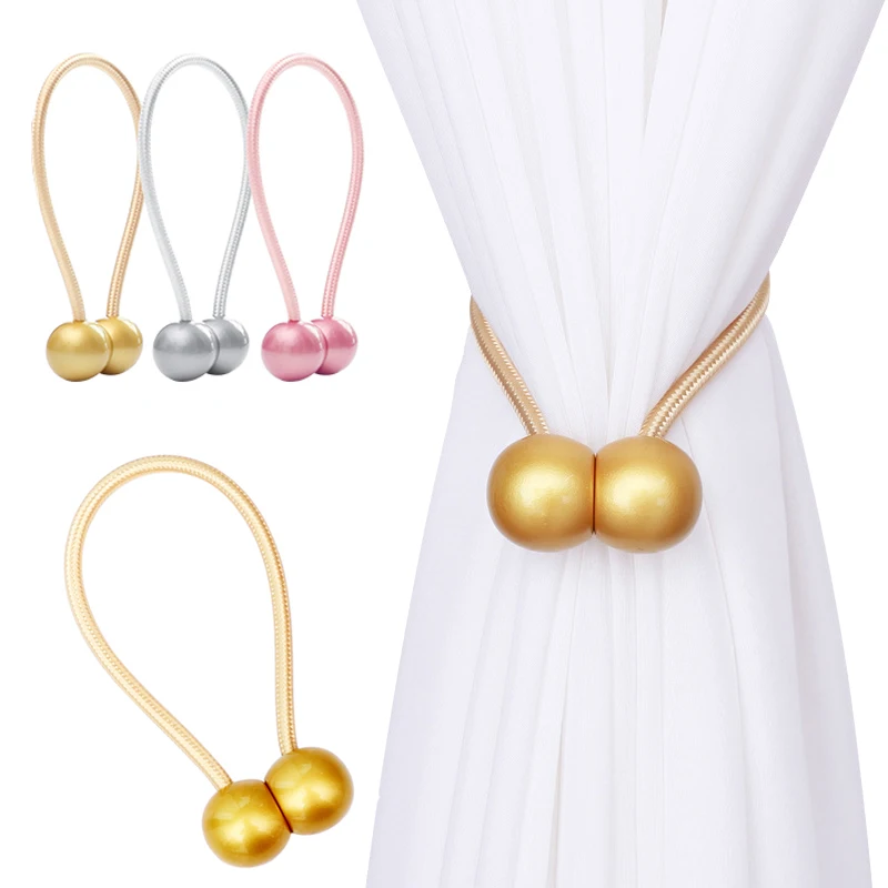 

2 PCS Magnetic Shining Curtain Tiebacks European Simple Drapery Holder Decorative Blackout Sheer Holdbacks for Home Office Decor