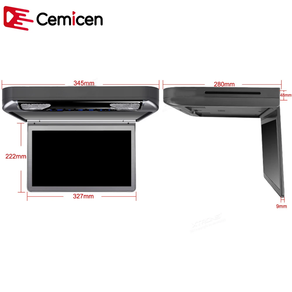 Cemicen 13 3 дюймовый HD TFT цифровой широкий экран крепление на крышу автомобильный DVD