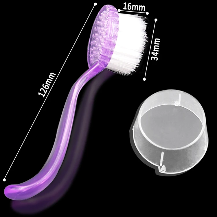 1 шт. пластиковая щетка для чистки ногтей с колпачком и круглой головкой для макияжа, моющие Кисти для маникюра, педикюра, кисти для дизайна ногтей, инструменты