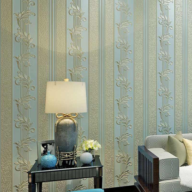 

European Style Living Room Sofa Bedroom TV Backdrop Wallpaper For Walls 3D Stereo Striped Non-woven Fabric Damask Wall Covering