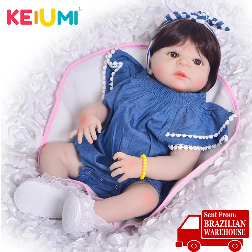 KEIUMI 23 дюймов полный средства ухода за кожей силиконовые Reborn Baby куклы для Друзья детей реалистичные 57 см принцесса мода Boneca подарок