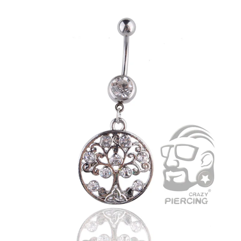 Anello Per Ombelico A Forma Di Cuore Con Doppia Zirconia Cubica In