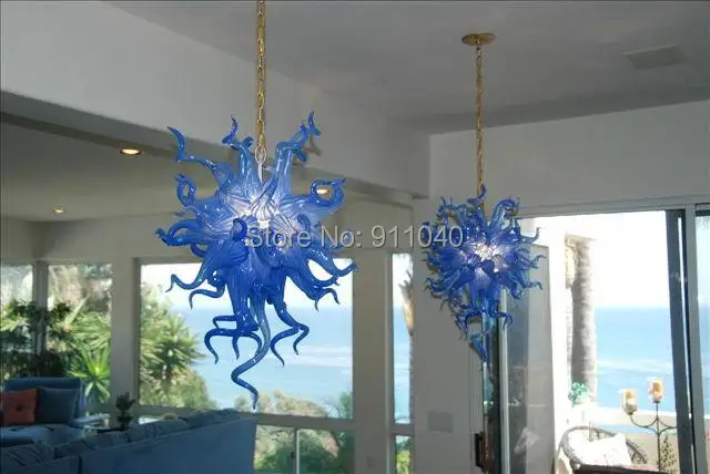Ocean Blue Aqua Chain Chandelier LED CE UL 100% Hand Blown Glass Light Fixture | Лампы и освещение