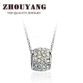 

ZHOUYANG Top Quality ZYN240 Transport Bead Silver Color Pendant Necklace Jewelry Austrian Crystal