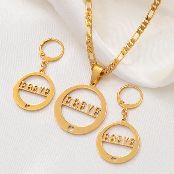 

Anniyo EBEYE Island Pendant Necklaces Earrings sets for Women,Gold Color Jewelry style Gifts #035521