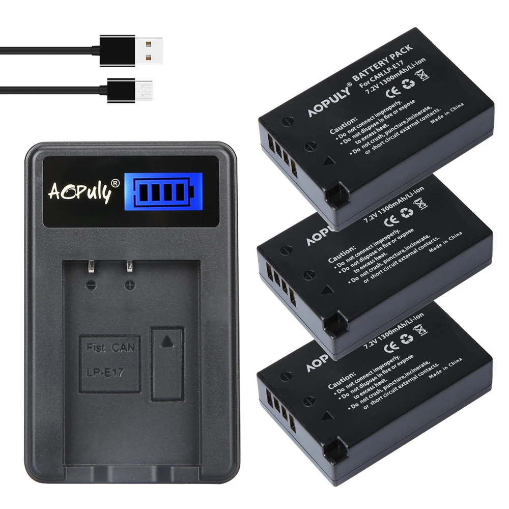 AOPULY 3x LP-E17 LP E17 LPE17 батарея + LCD USB зарядное устройство для Canon EOS 760D Kiss 8000D Rebel T6s 750D X8i T6i