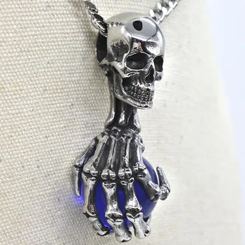 

AMUMIU Vintage Cross Skull with Claw Evil Red Eye Necklace Pendant For Men 316 Stainless Steel Unique jewelry Punk Style HZP347