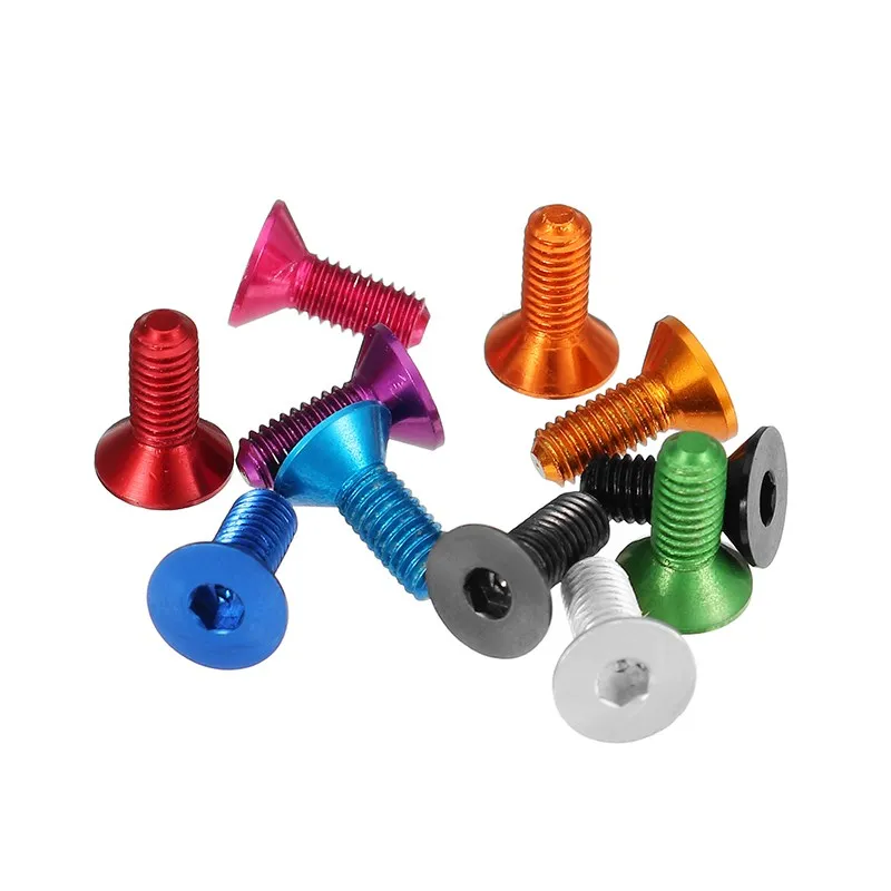 

SULEVE New 10pcs M3*8mm Aluminum Alloy Flat Screw Hexagon Socket Countersunk Head Screws Anodized Color Red Orange Purple Pink