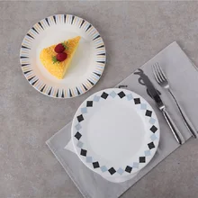 Керамика пластин Мода Геометрия узор 8* дюймовый посуда фарфор плоских пластин Кондитерские торт лоток вечерние тарелках блюдо фруктов