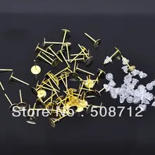 1000 пар Позолоченные серьги post w/пробки 12x4 мм, серьги основа, серьги Pad