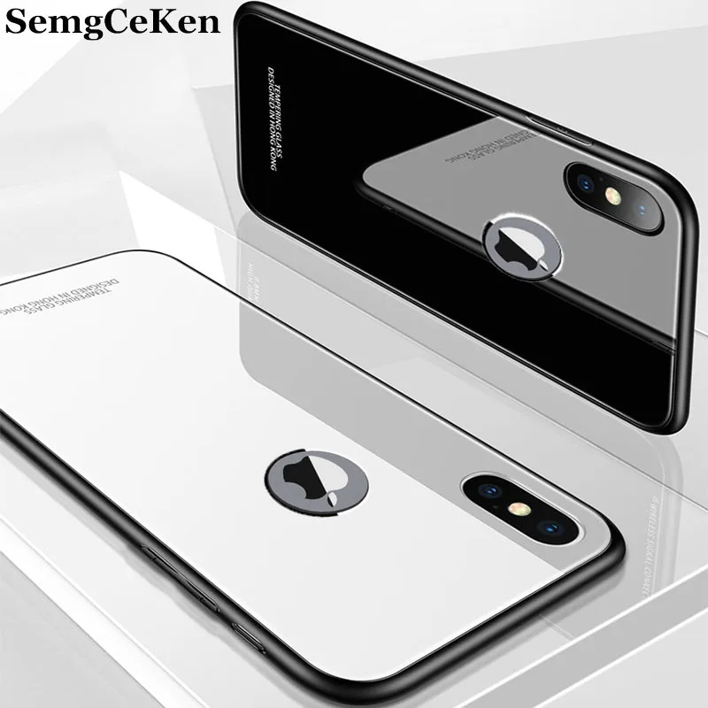 Роскошный стеклянный зеркальный чехол SemgCeKen для apple iphone X, XR, XS, MAX, S, i, xsmax, силиконовый Жесткий Чехол для задней панели, tpu, чехол для телефона etui