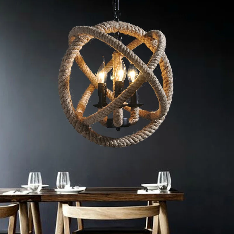 Ecolight Free Shipping Vintage Chandeliers Light Retro 3 Lamp E14 Ecolight Free Shipping Vintage Chandeliers Light Retro 3 Lamp E14 E12 Hemp Rope Chandelier Country