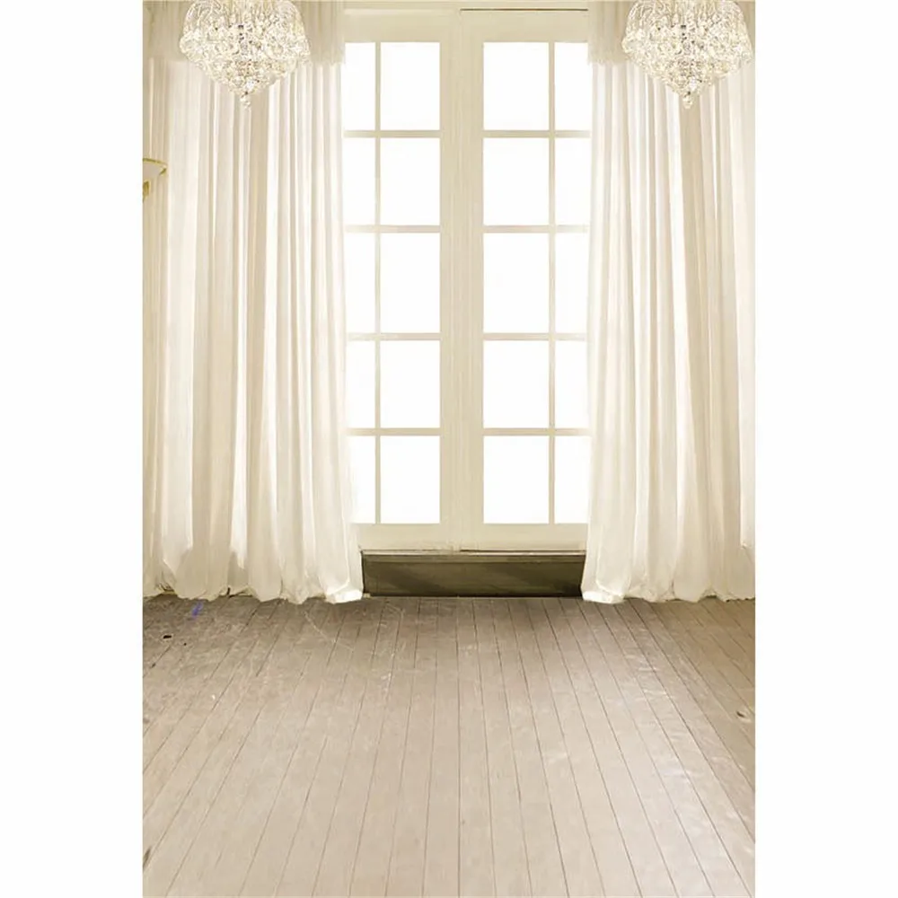 Interior White Curtain Vinyl Backgrounds Window for Photo Studio