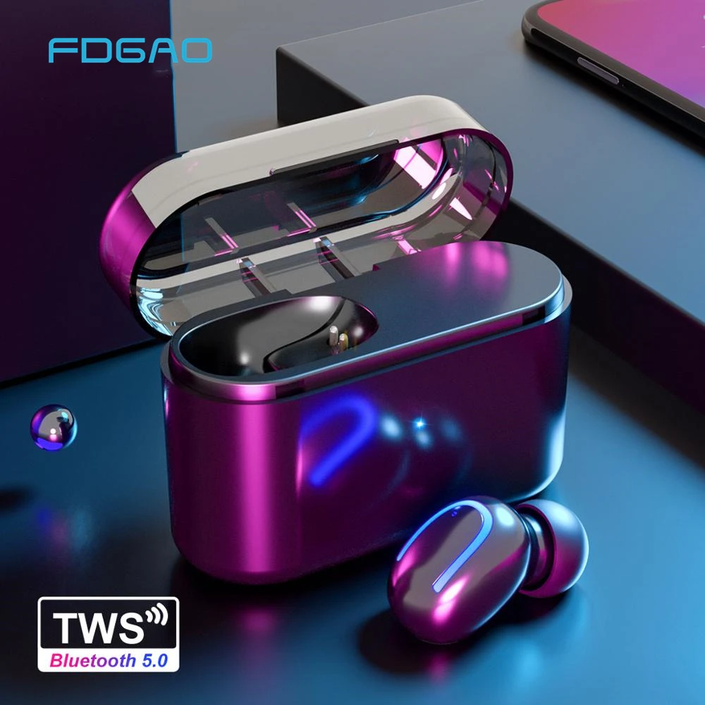 

Bluetooth 5.0 TWS Wireless Bluetooth Earphone Handsfree Headphone Sports Headset Built-in Mic with Charging Box for Smart Phone