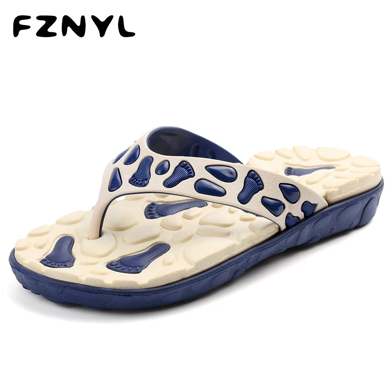 FZNYL Men's Summer Outdoor Foot Massage Slippers Male Beach Sandals EVA Soft Indoor Flip Flops Non-slip Home Bathroom Shoes