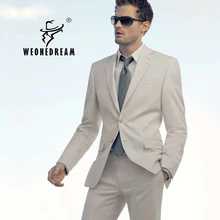 Новинка, бежевый костюм на заказ, Мужской приталенный Блейзер, мужские повседневные блейзеры