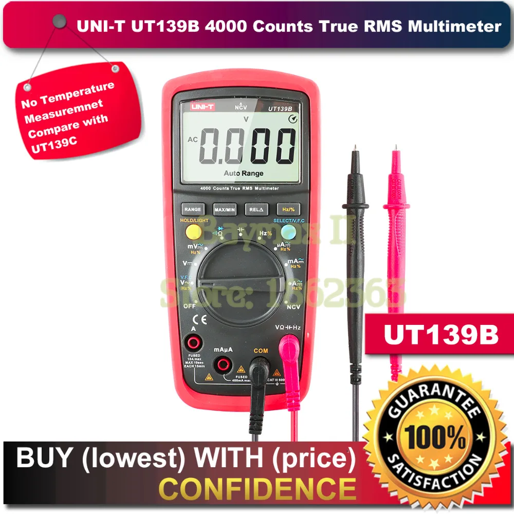 UNI T UT139B True RMS Digital Multimeter Auto Range AC/DC Amp Ohm Hz