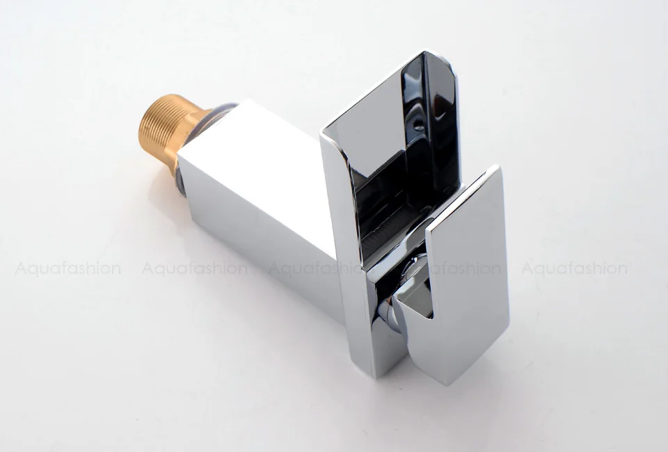 Polished Chrome Waterfall Faucet Single Handle Tap Brass Bathroom Sink Faucet Deck Mounted (10)