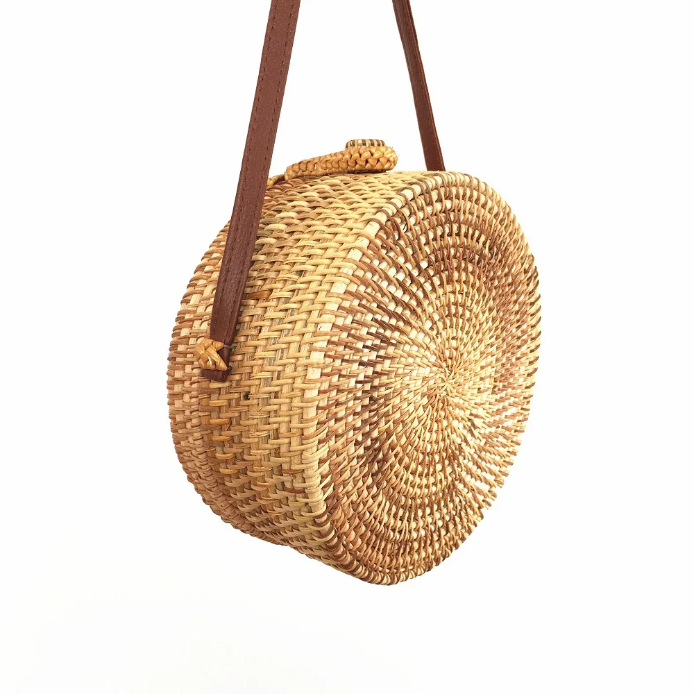 Blascher Women Bags Handmade Woven Bow Knit Rattan Round Hollow Bag Vintage Summer Beach Straw Messenger Bags with 2010cm CA142 (3)