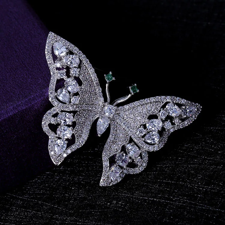 

Elegant Luxury Jewelry Accessory Cubic Zircon CZ Butterfly Brooch Pin Women Scarves Buckle 0012157