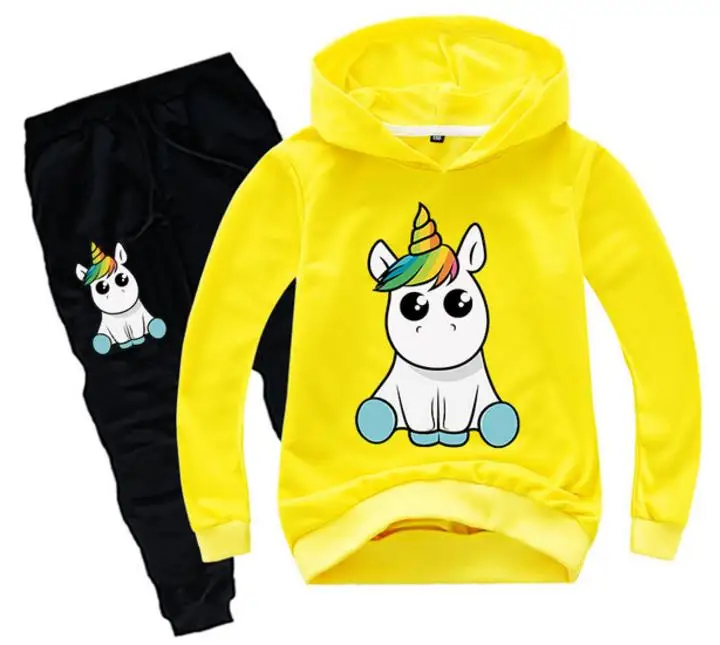 New Children's Set Children's Hoodies+ Pants 2 Pcs Tracksuit Boys And Girls Spring Autumn Unicorn Take Off Gesture Clothing Set - Цвет: style 4