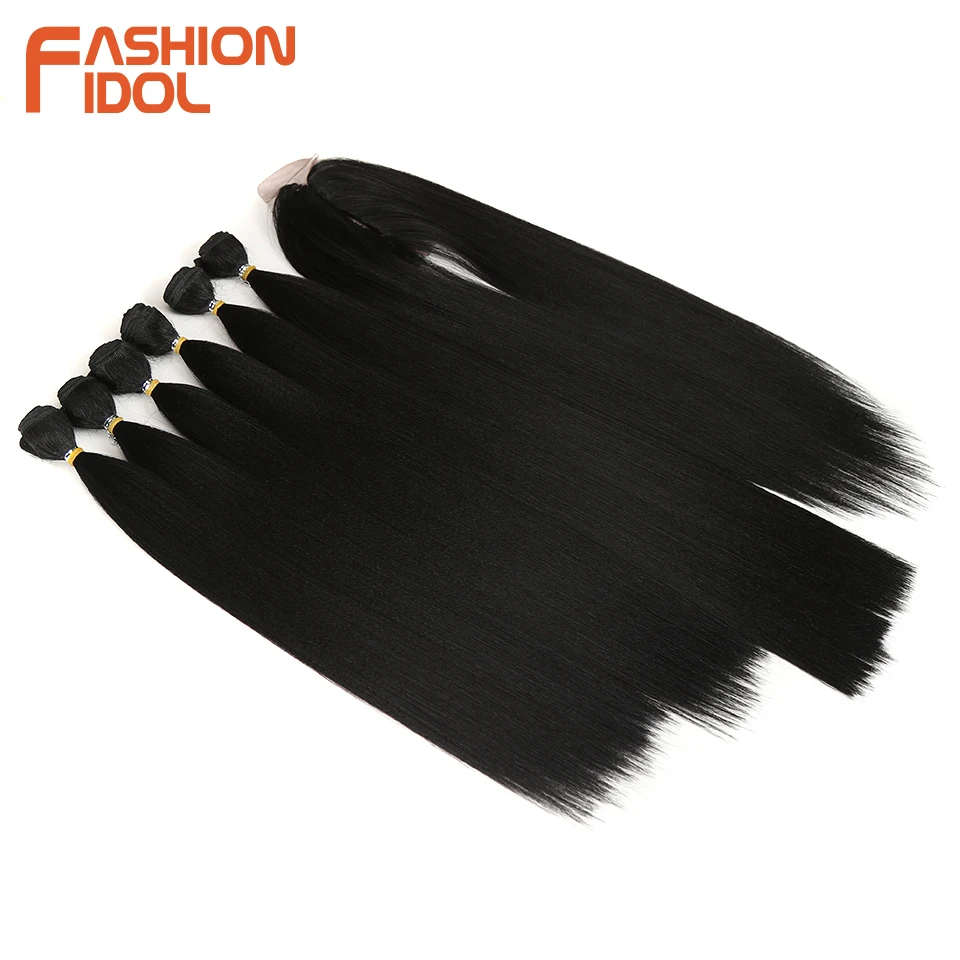 # pacotes de cabelo sintético com fechamento tecer extensão do cabelo