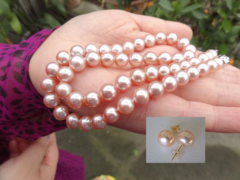

elegant 9-10mm south sea round pink lavenderpearl necklace 18inch
