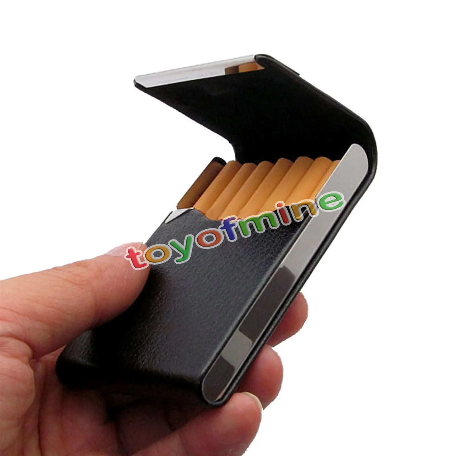Smoker Genuine Leather Cigarettes Case for 7 pcs Classical Metal