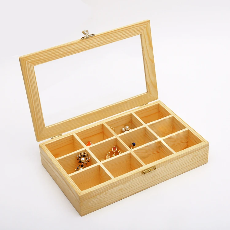 Wood Jewelry Box Jewelry Display Box Glass Wood Box Wood Jewelry