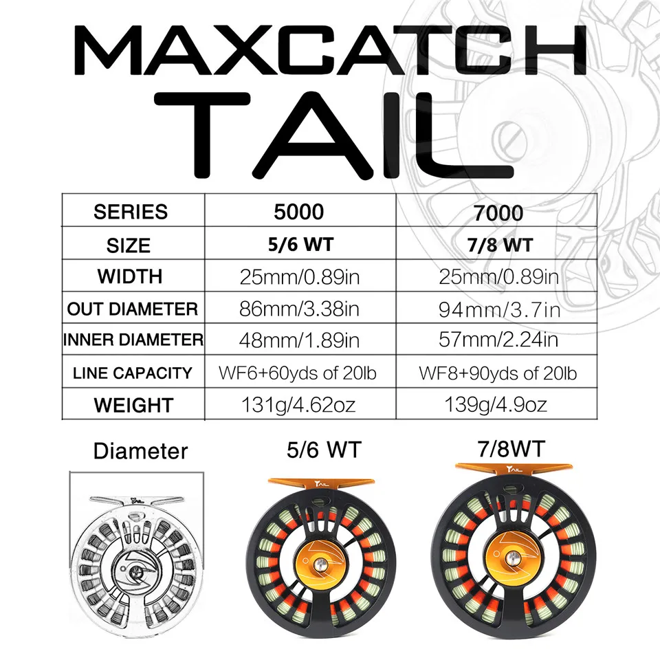 Maximumcatch الذيل يطير الصيد بكرة خفيف الوزن للغاية 131g 139g CNC تشكيله تفلون القرص 5/6 7/8wt الأسود يطير بكرة