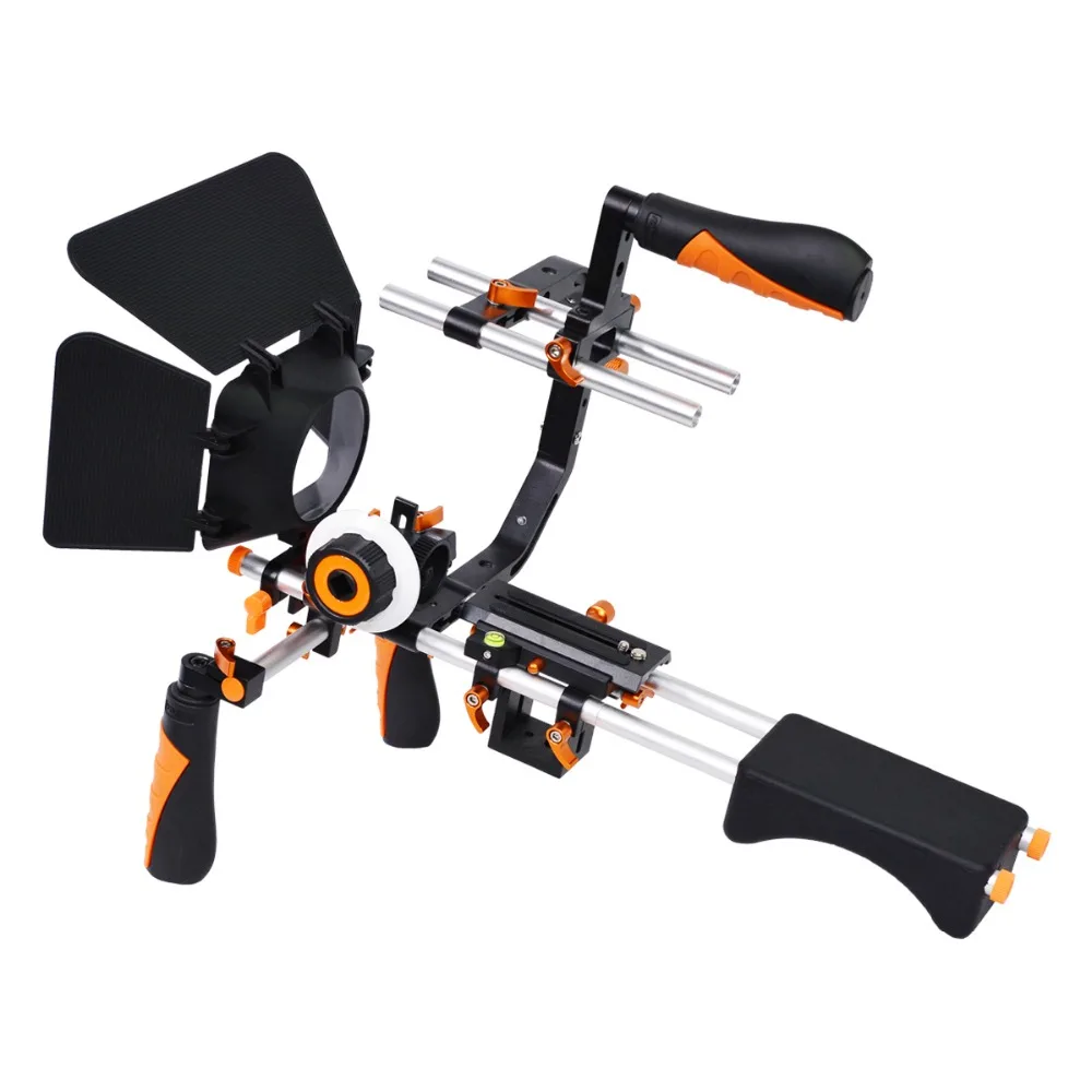 

YELANGU 5 in 1 DSLR Rig Kit Camera Shoulder Support Rig/Matte Box/Follow Focus/C Shape Bracket for Canon 5D Mark III 5D2 60D 70D