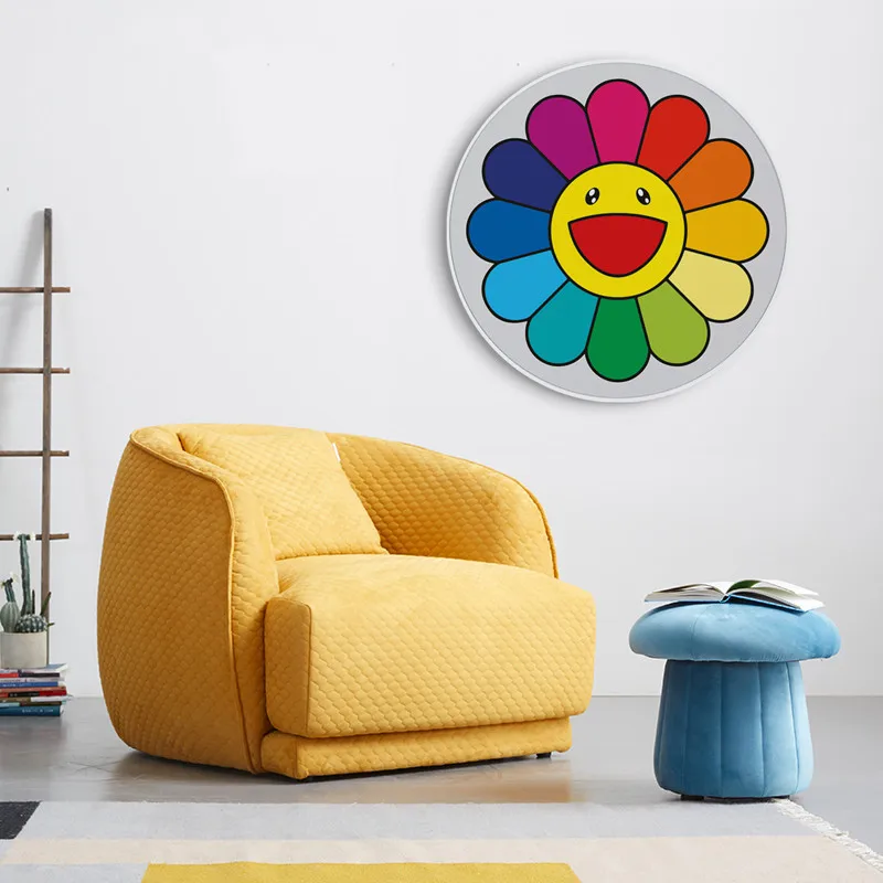 

Abstraction Sun Flower Pop Style Modern Minimalist Round Decor Painting Action Figure Collection Model Toy M1082