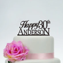 Персонализированное имя/фамилия счастливое украшение для именинного торта, юбилейный торт Топпер, пользовательские годы Топпер, для именинного пирога Топпер