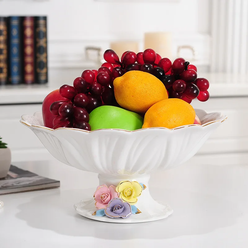 

Handmade Flowers Gold Fruits And Vegetables Ceramic Plates Household Decoration Placement Plates Simple Handmade Artw