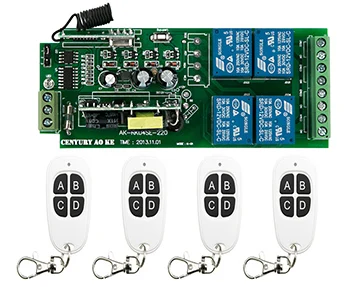 

New AC85v~250V 110V 220V 230V 4CH Radio Remote Control Switch &4* White 4 keys Waterproof Push Button Transmitter Garage Doors