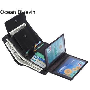 

OCEAN BLUEVIN Genuine Men's Leather Wallets Men's Vintage Crazy Horse Leather Wallet Men's Multifunctional Card Holder Wallet