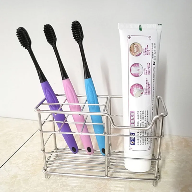 الإبداعية الفولاذ المقاوم للصدأ فرشاة الأسنان حامل معجون الأسنان الحلاقة حامل الحمام المنظم تخزين سلال الحمام أدوات