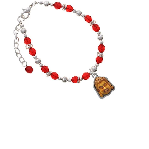 Resin Buddha Head in Frame Red Beaded Bracelet