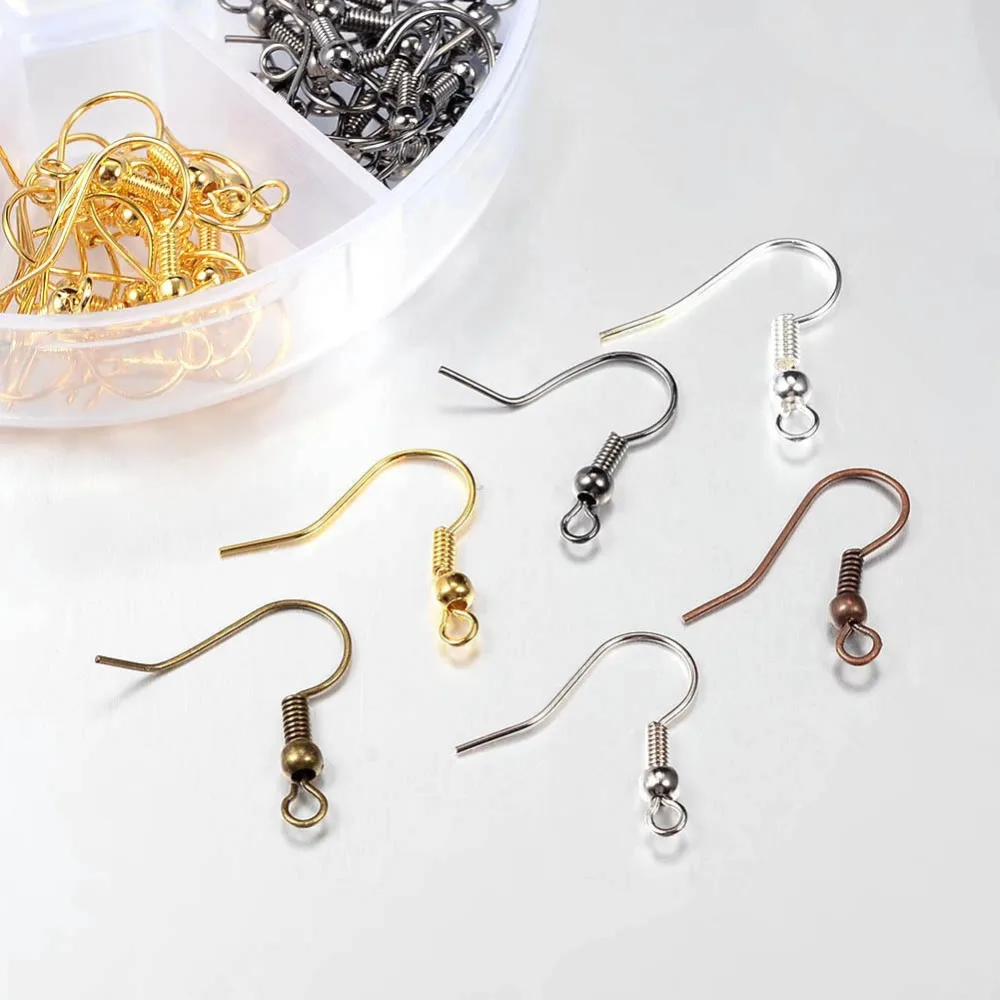 

120pcs/Box Mixed 6 Colors Fashion Copper Ear Hook with Beads Clasp Charms Earring Wires For Jewelry Making DIY Findings