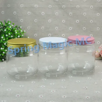 

280g Transparent PET Cream Jars With White/pink Aluminum Lid Food Container,PET Jars for Mask/hair wax,Plastic Storage Tank