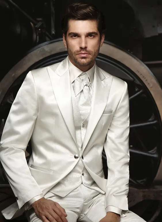 Latest Coat Pant Designs Ivory/White Wedding Suits For Men