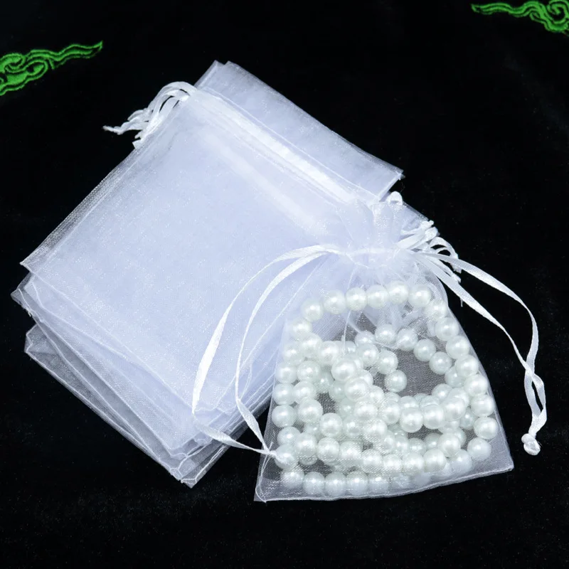10 шт./лот(9 размеров) органза мешок для подарков, упаковка для ювелирных изделий сумка для украшения свадебной вечеринки сувениры Drawable Подарочный мешок и сумки Baby Shower - Цвет: white