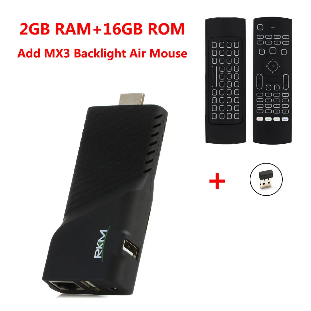 RKM V5 RK3288 четырехъядерный процессор 2 ГБ 16 ГБ Android tv Box 2,4 г/5 ГГц WiFi H.265 Bluetooth 4,0 Смарт Мини ПК Поддержка RJ45 4K HD tv Stick - Цвет: add MX3-L backlight