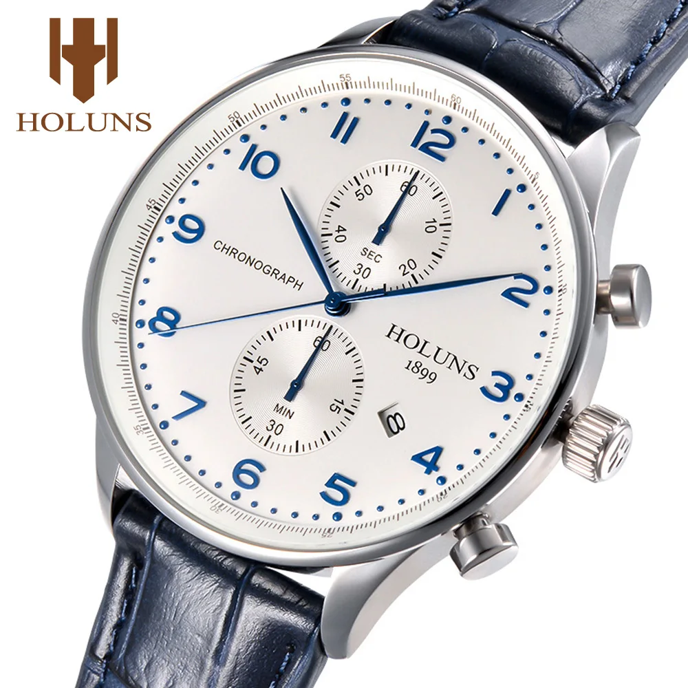 

Holuns Men Casual Watch 2019 Portuguese Male Clock Quartz Chronograph Leather Waterproof Business Wristwatches Best-seller