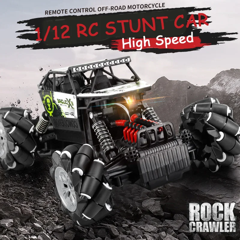 

1/12 Scale RC Stunt Cars on the Radio 2.4G 4CH RC Buggy Rock Crawler Roll Car 360 Degree Flip Toys for Kids