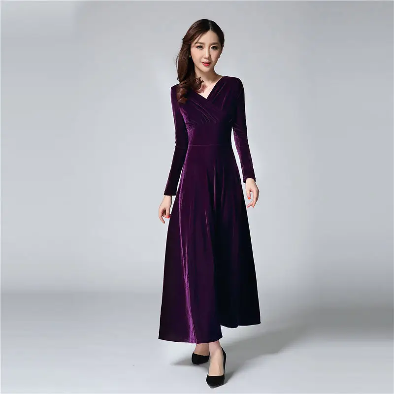 Зимний Ретро изящный, темно-синий вельветовое платье для вечеринки женское корейское осеннее сексуальное с длинными рукавами большие свинг-платья женское платье
