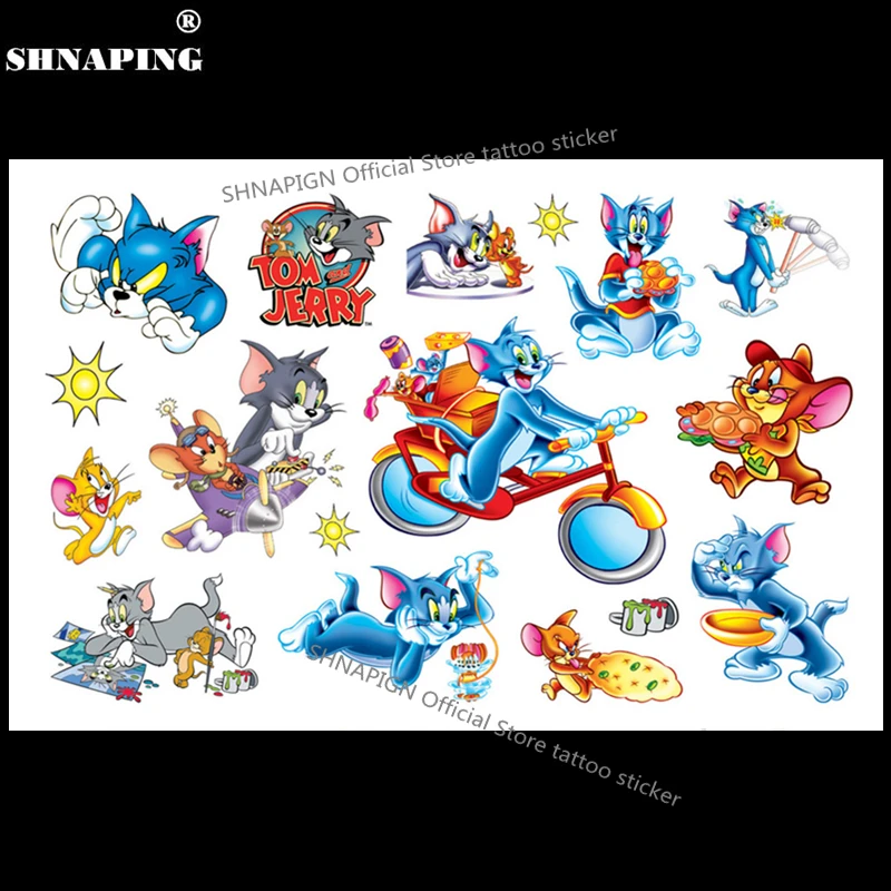 SHNAPIGN временная татуировка для детей Tom Cat и Jerry Mouse стикер боди арта s 17*10 см
