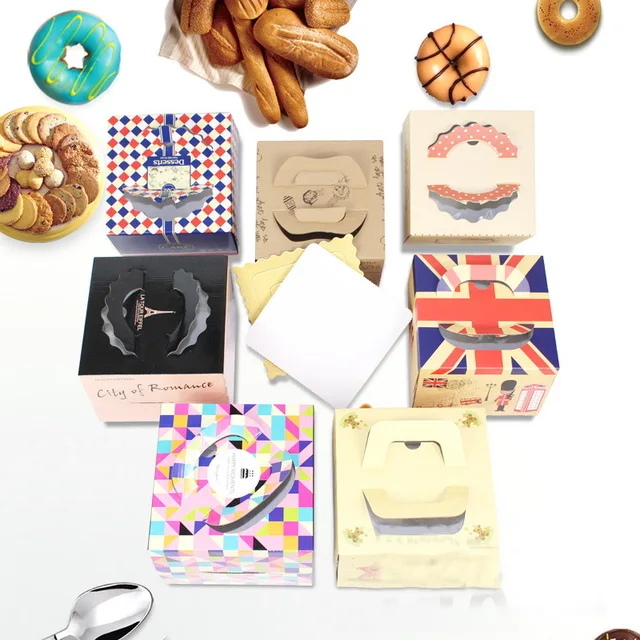 $US $60.04 20 set 6 inch cake box with window handle Kraft paper cheese cake box for kids Birthday wedding home Party Circus gift supplier