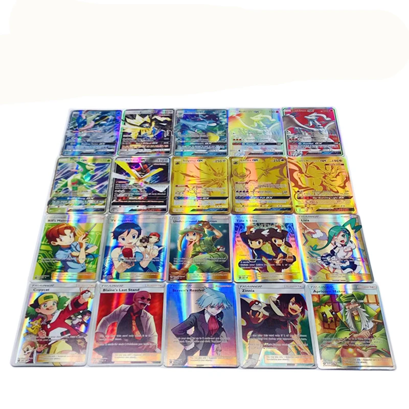 100 шт. (70 GX + 20 Мега + 10 тренажер) новая игровая коллекция карт для Funs детский подарок английские игрушки Пикачу